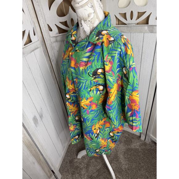 Blue Generation Shirt Mens Size XL Tucan Button Front Tropical Branded - Picture 2 of 6